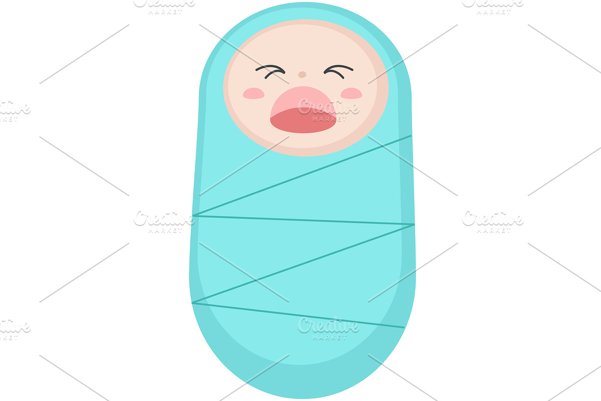 Newborn baby swaddle vector infant, a Person Illustration by SiberianArt