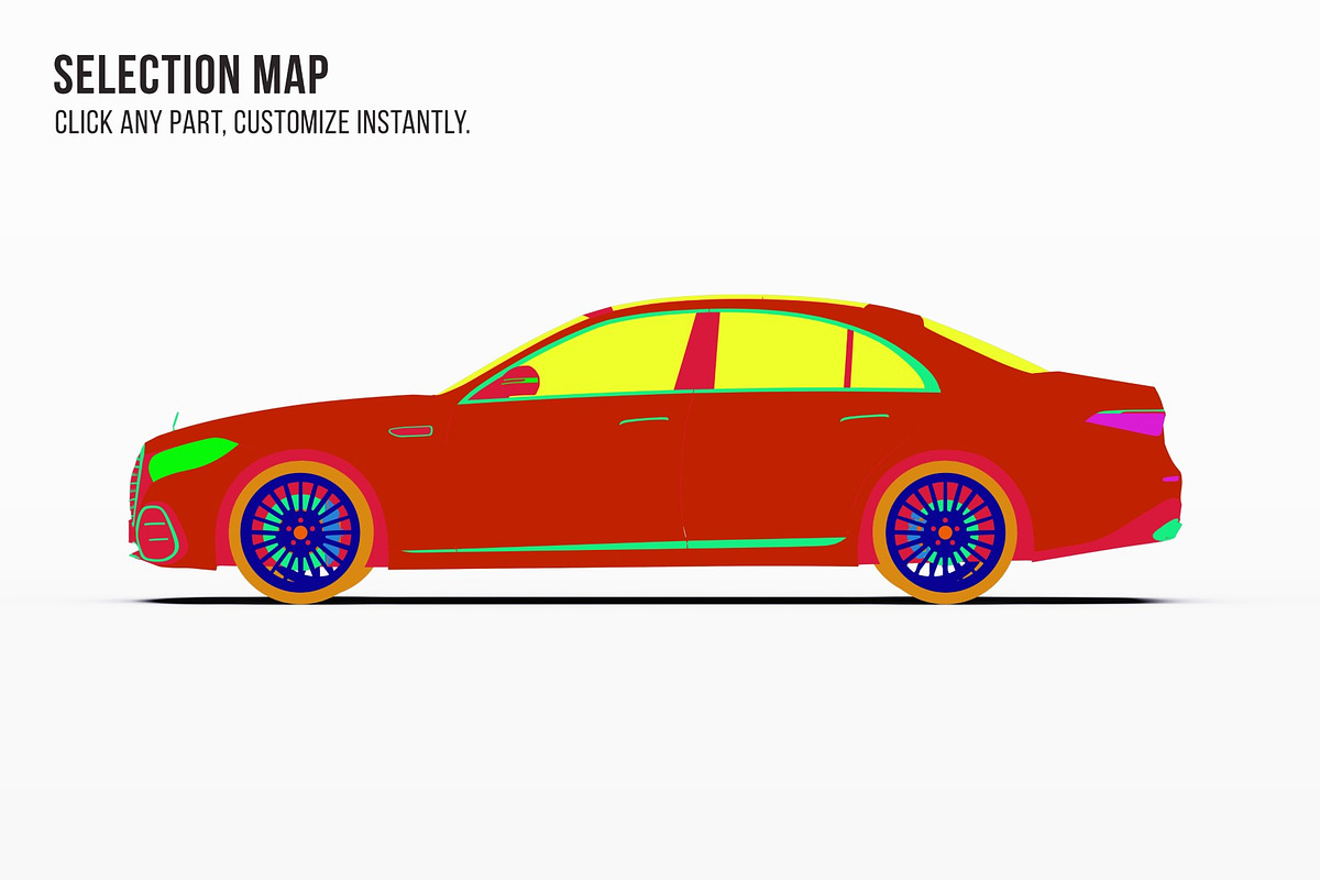Executive Sport Luxury Sedan Set, an Advertising Mockup by Halal Graphic Studio (Photo 6 of 12)