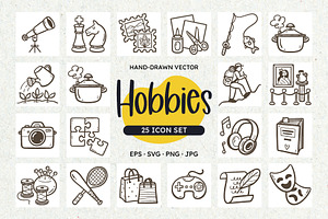 Hand-Drawn Hobbies Icons, an Outline Icon by insemar