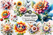 Watercolor Summer Flower Sublimation, an Illustration by SVGArt (Thumbnail 1 of 7)