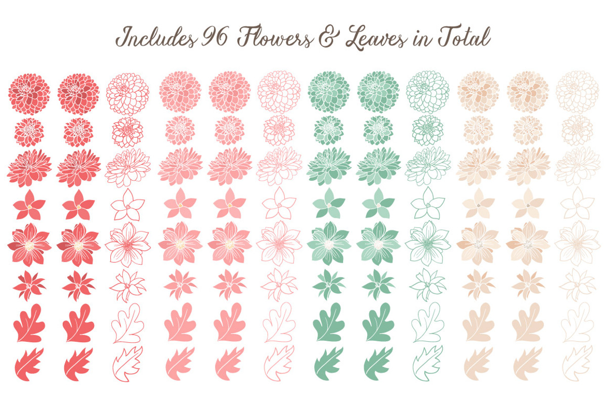 Mint & Coral Dahlia Clipart, an Illustration by Amanda Ilkov (Photo 4 of 4)
