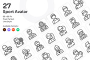 Sport Avatar Icons Set - Line, an Outline Icon by Kmg Design (Thumbnail 1 of 2)