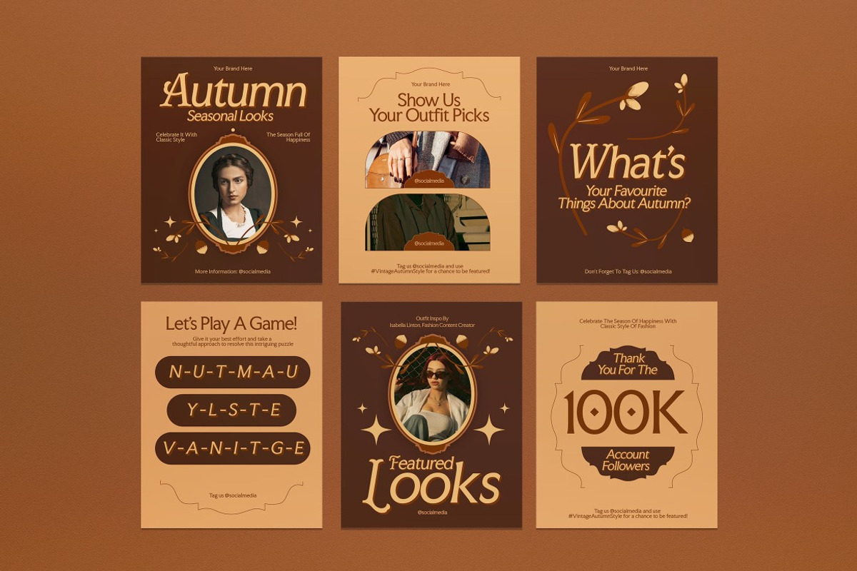 Brown Fashion Autumn Instagram Set preview 2