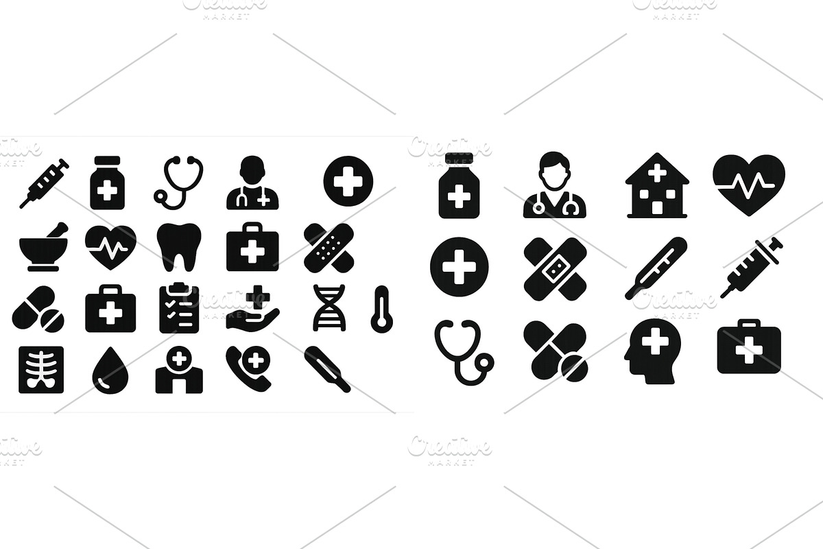 Health-related icons featuring, a Healthcare Illustration by ZinetroN