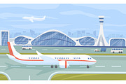 Plane on runway near airport, a Transportation Illustration by Good Studio (Thumbnail 1 of 3)