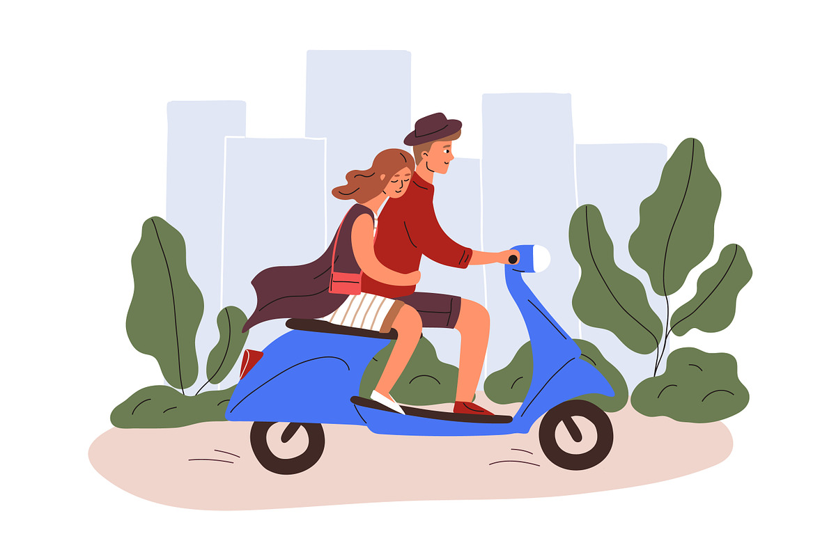 Couple riding scooter, a Person Illustration by Good Studio (Photo 1 of 3)