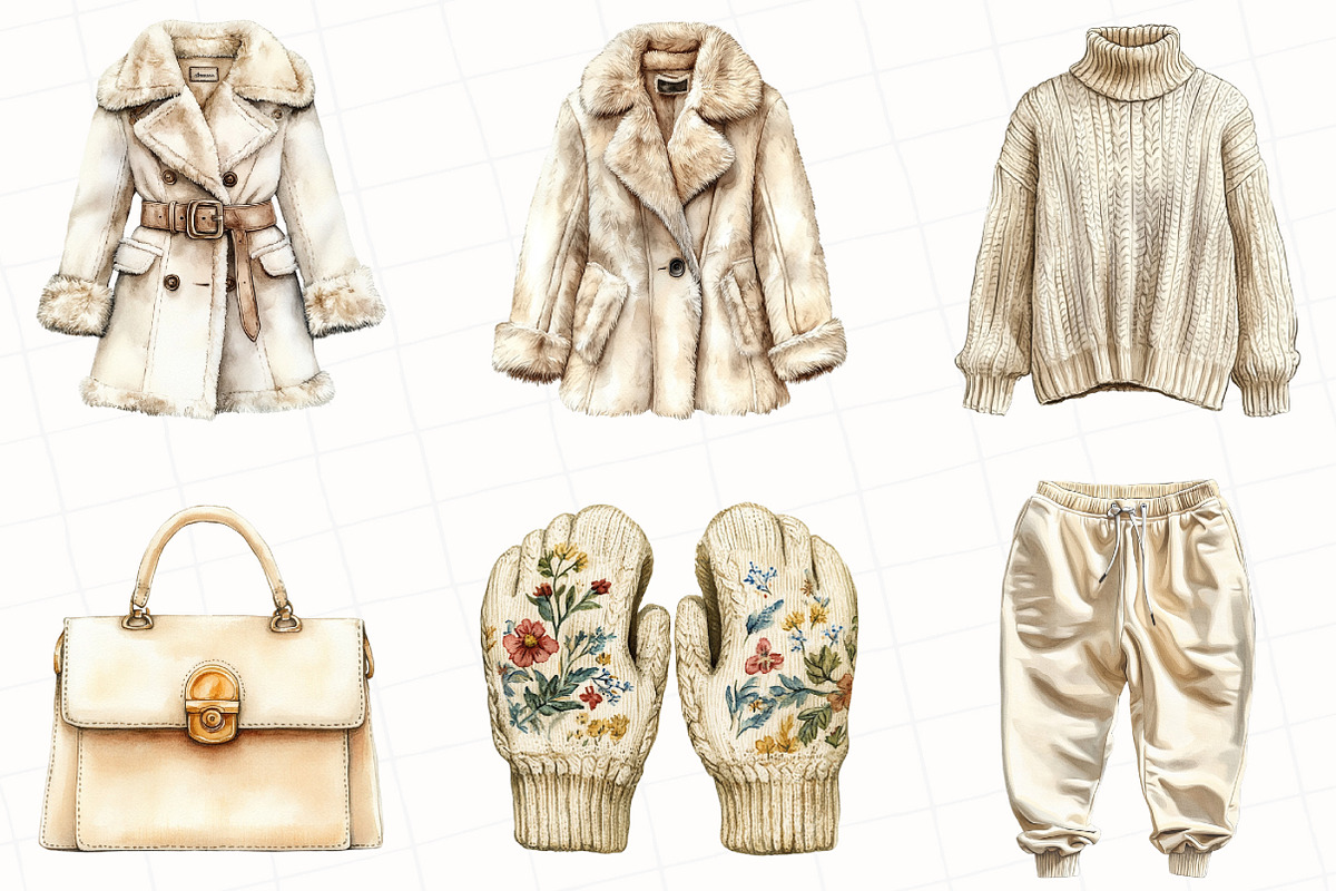 Watercolor Winter Fashion Clipart, an Illustration by OK Design (Photo 2 of 5)