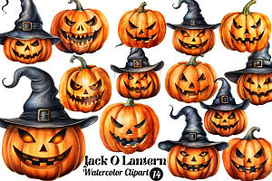 Jack O Lantern Watercolor Clipart