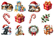 Cute cat christmas clipart, an Illustration by Designworld (Thumbnail 3 of 5)