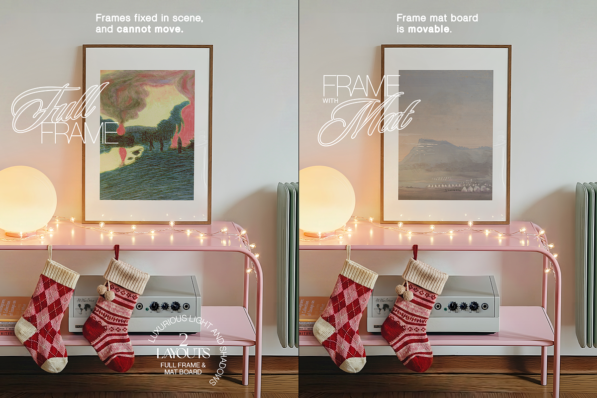 A3 Poster Mockup Retro Xmas Scene, an Advertising Mockup by WasMockups (Photo 4 of 6)