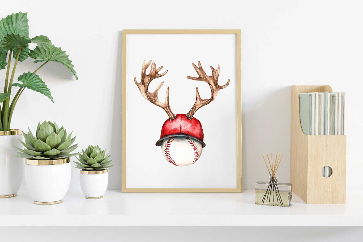 Watercolor Christmas Sport Balls, an Illustration by Canvas Craft (Photo 5 of 7)