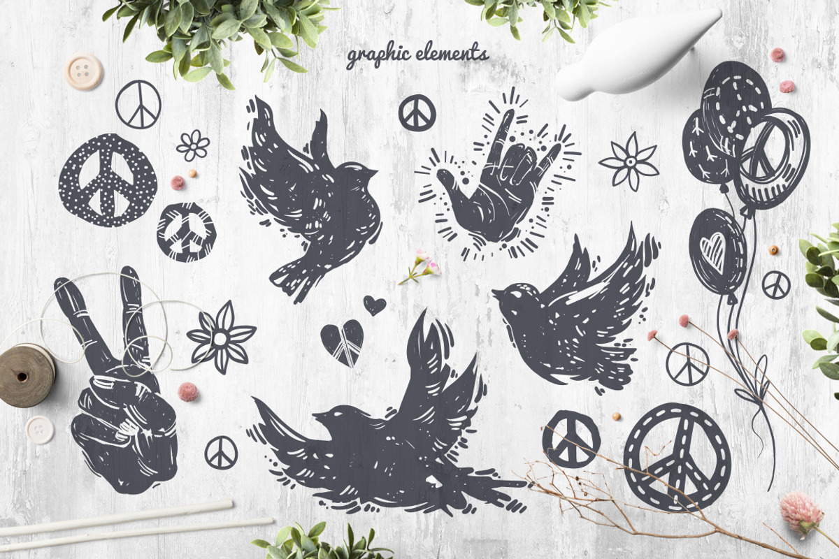 The Day of Peace Vector Collection, a Decorative Illustration by Elena Paletskaya (Photo 2 of 6)