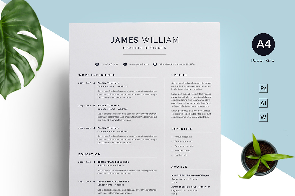 Minimalist Resume, a Resume Template by Pxl_graphic (Photo 1 of 3)