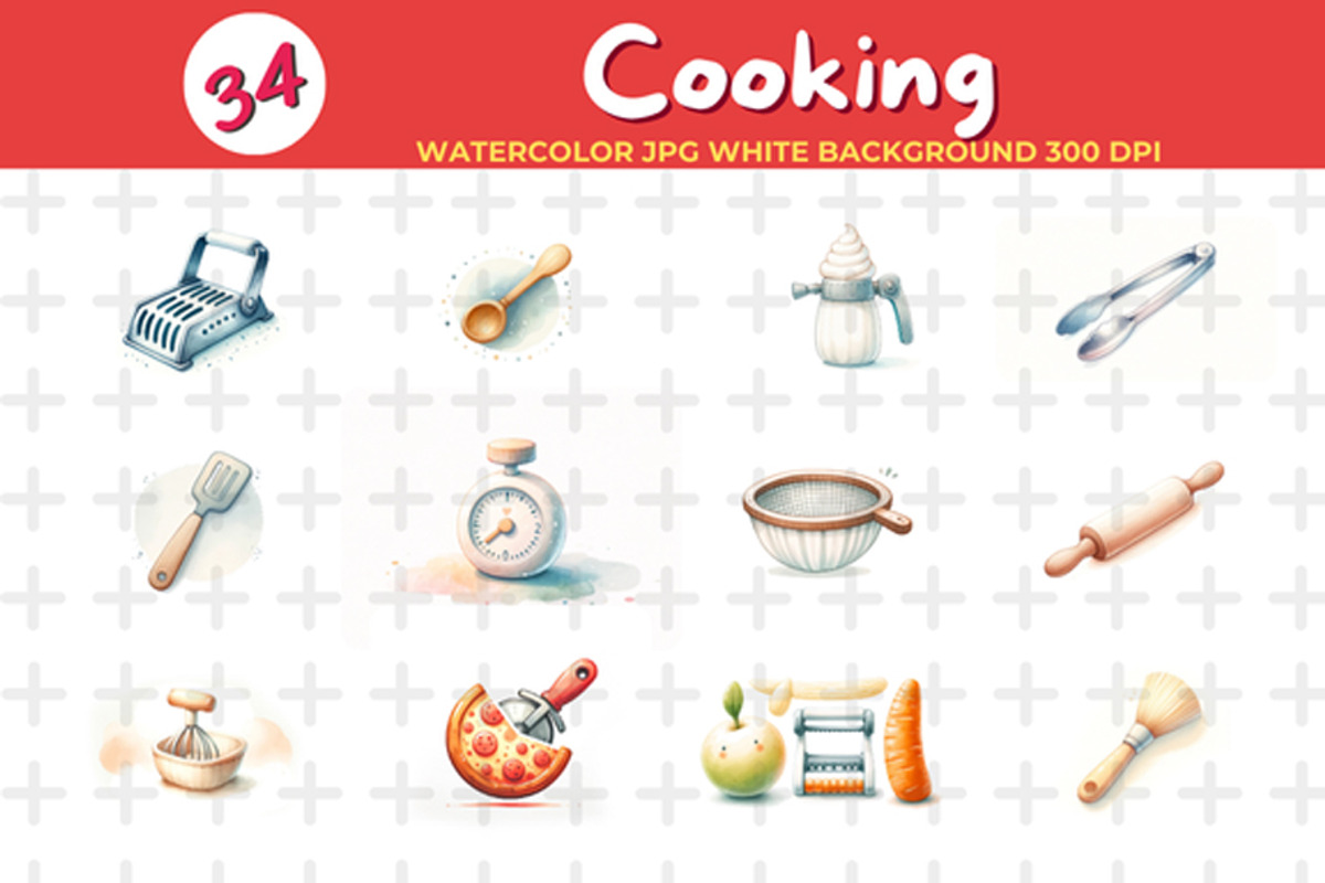 Cooking Watercolor Jpg Background, a Food Illustration by John_Walker (Photo 4 of 4)