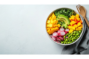 Colorful Vegan Poke Bowl with, a Food & Drink Photo by Rodica Ciorba