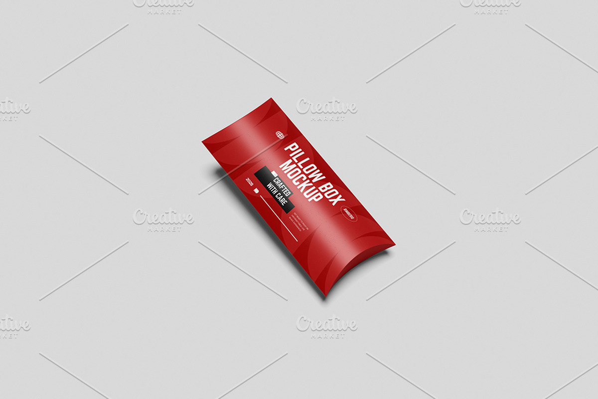Pillow Box Packaging Mockup, an Advertising Mockup by Gatamotion (Photo 2 of 5)