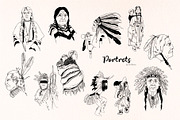 Tribal Sketche Pack, Native American, a Person Illustration by ArtPavo (Thumbnail 4 of 13)