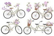 Lavender Floral Bicycles Clipart, an Illustration by Amanda Ilkov (Thumbnail 4 of 5)