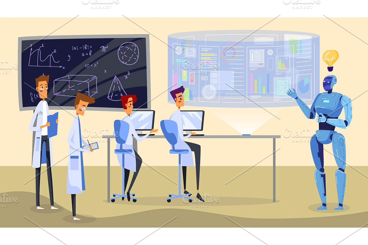Artificial intelligence science, an Education Illustration by ...