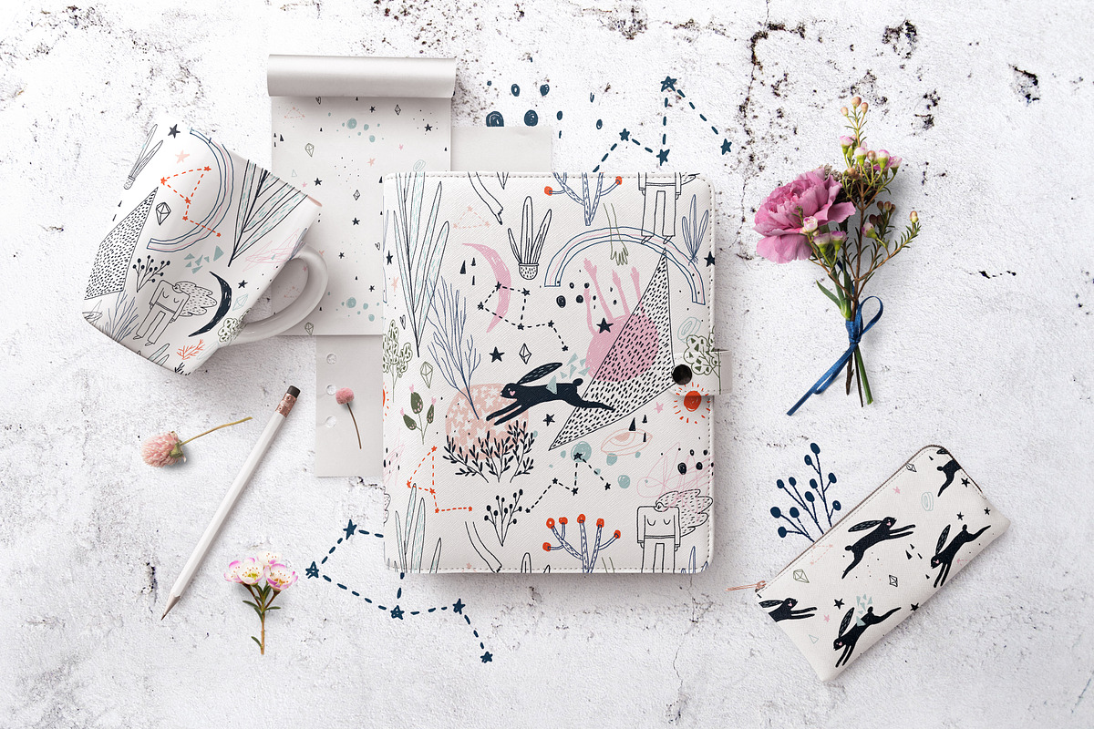 Black Rabbit | Patterns, a Pattern Graphic by Daria Miazhevich