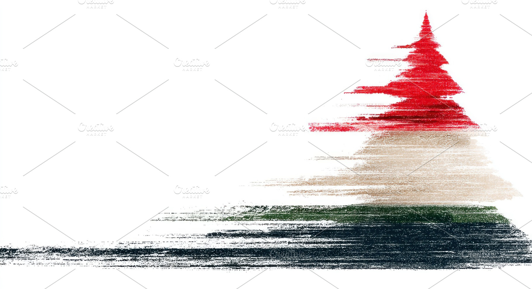 Abstract digital painting of a pine tree with red beige green an, an Abstract Photo by José Manuel Gelpi