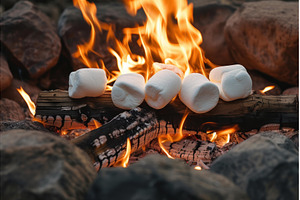 Toasting marshmallows over a, a Nature Photo by Ylivdesign
