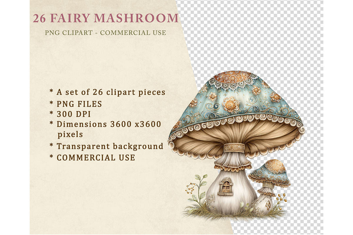 Fairy Mushroom Clipart PNG, a Food Illustration by Memories By Lea (Photo 2 of 19)