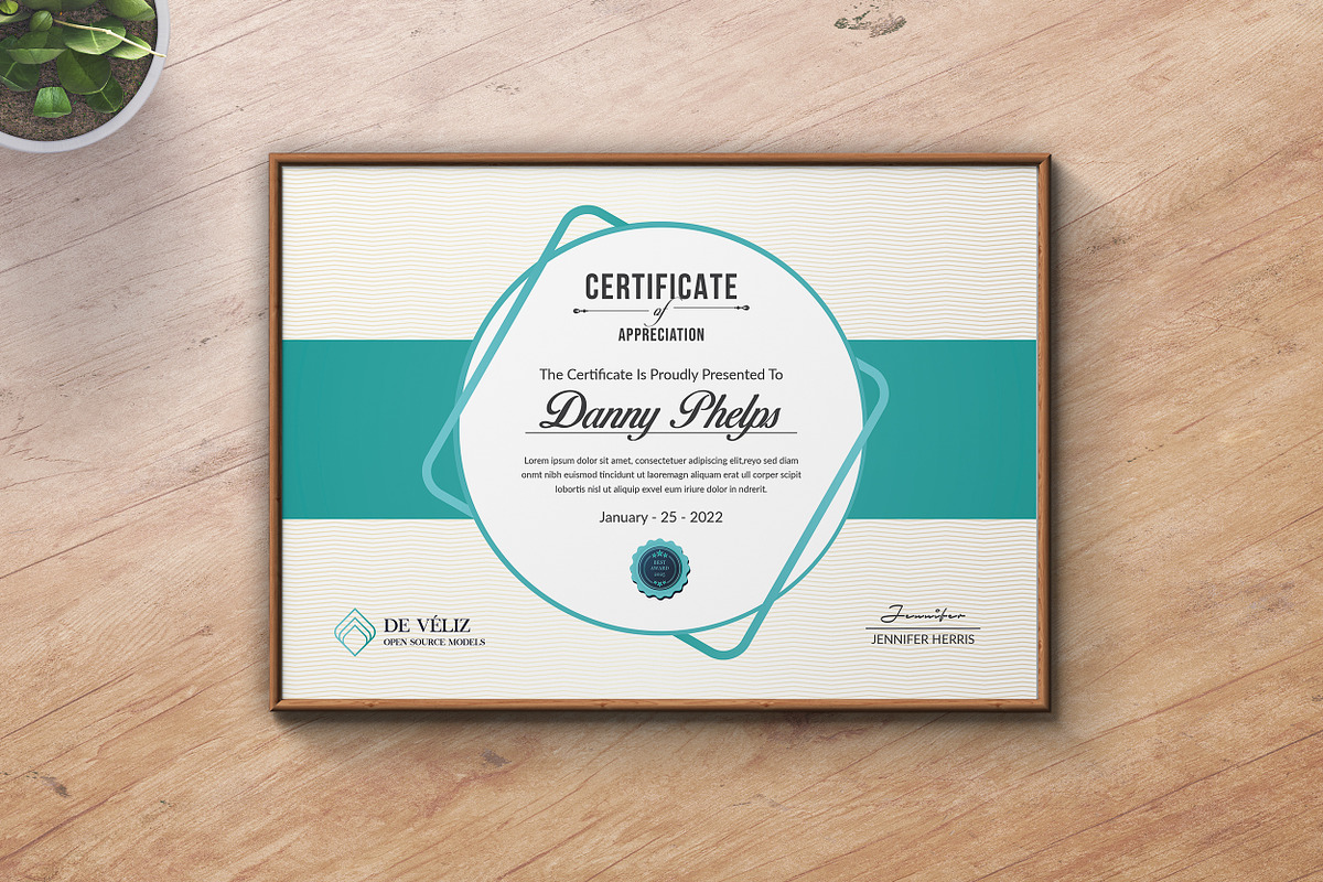 Landscape Certificate Template, a Stationery Template by ResumeDevisers (Photo 2 of 6)