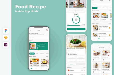 Food Recipe Mobile App UI Kit, an UI Kit Template by uicube