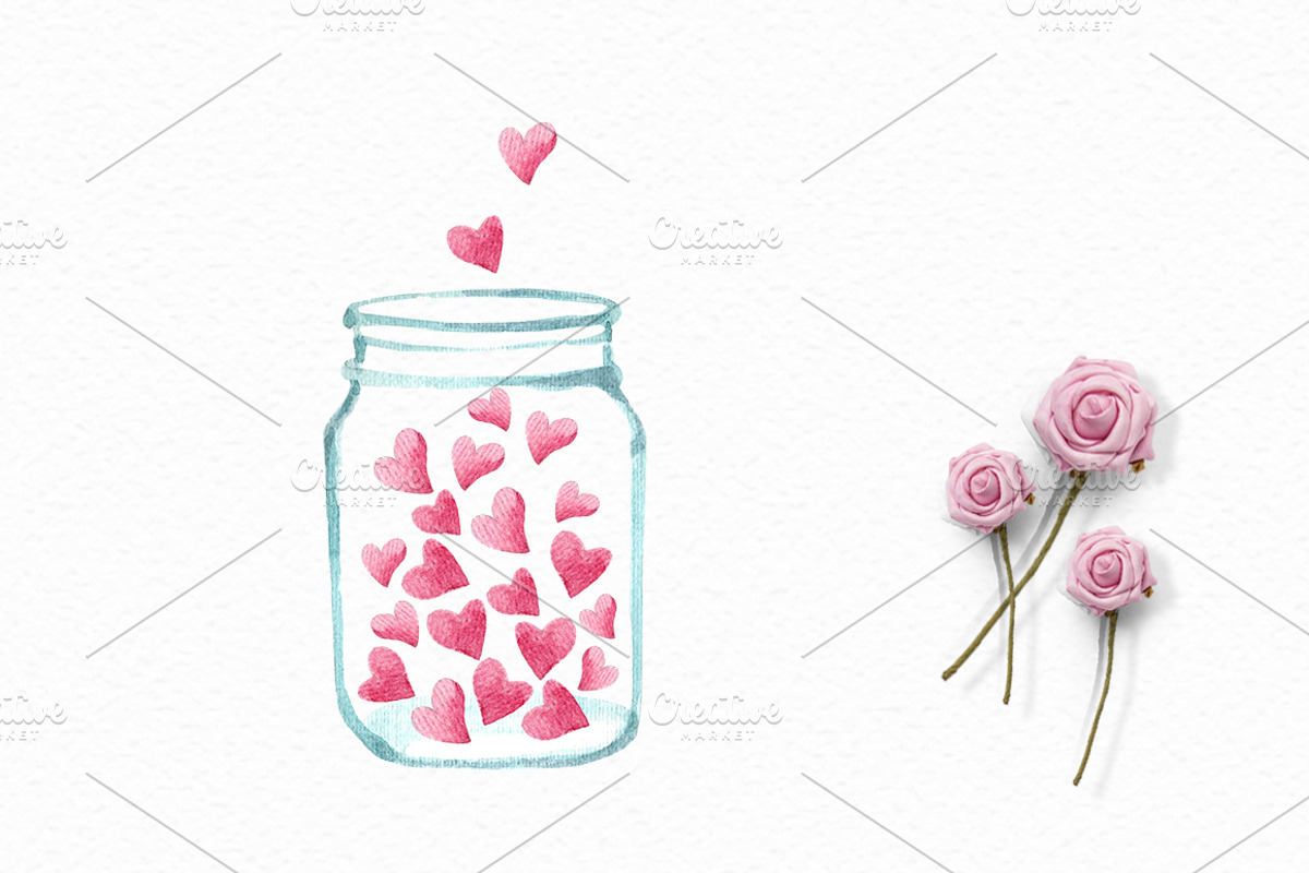 Valentine's Day watercolor clipart, an Animal Illustration by Colibri Watercolor (Photo 3 of 4)