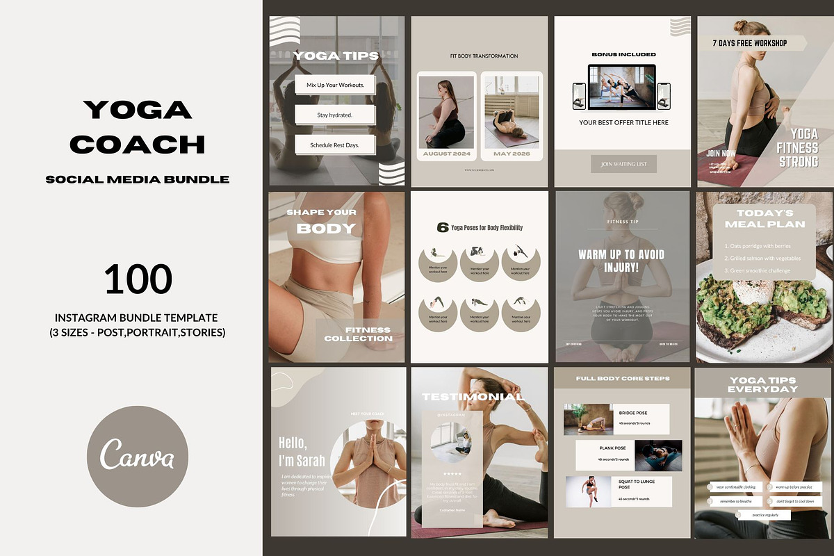 YOGA Instagram - Social Media Kit, a Social Media Template by Deepa Template Studio (Photo 1 of 10)