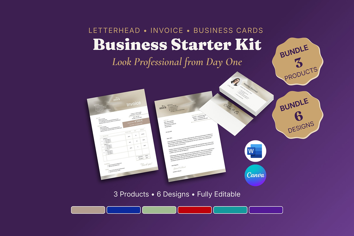 Business Starter Kit 3 Products, a Stationery Template by B2 Studio (Photo 1 of 19)