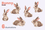 Bunny Bundle in 4 Color Variations, an Animal Illustration by moja doodle (Thumbnail 5 of 5)