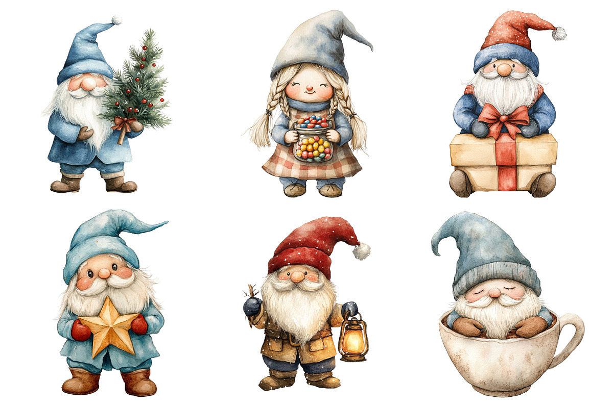 Gnome for the Holidays Set Clipart, an Illustration by Daily.Designs (Photo 2 of 5)