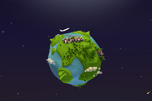 Cartoon Low Poly Earth Planet