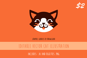 Editable Vector Cat Illustration
