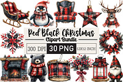 Red Black Christmas Clipart, an Illustration by Black Bird Studio (Thumbnail 1 of 6)