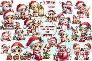 Watercolor Christmas elf clipart, a Person Illustration by ElenazlataArt