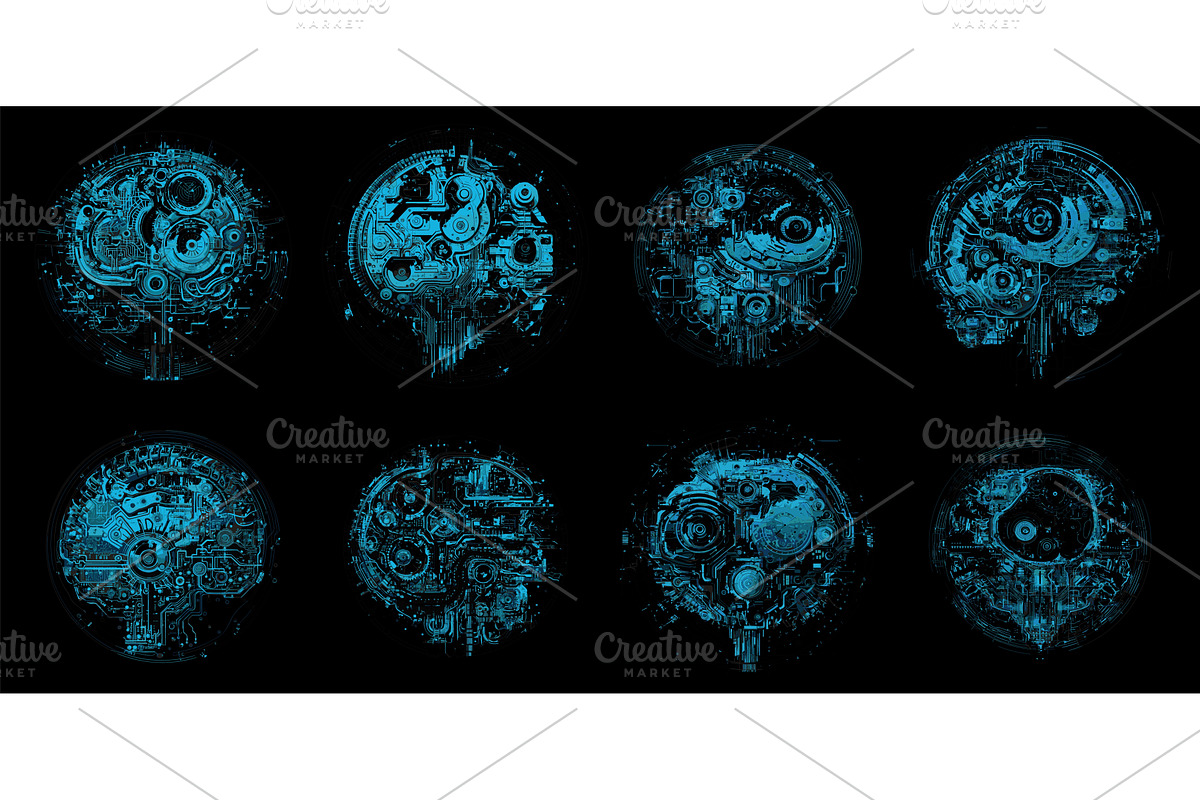 Electronic human brain. AI head, a Graphic by LadadikArt