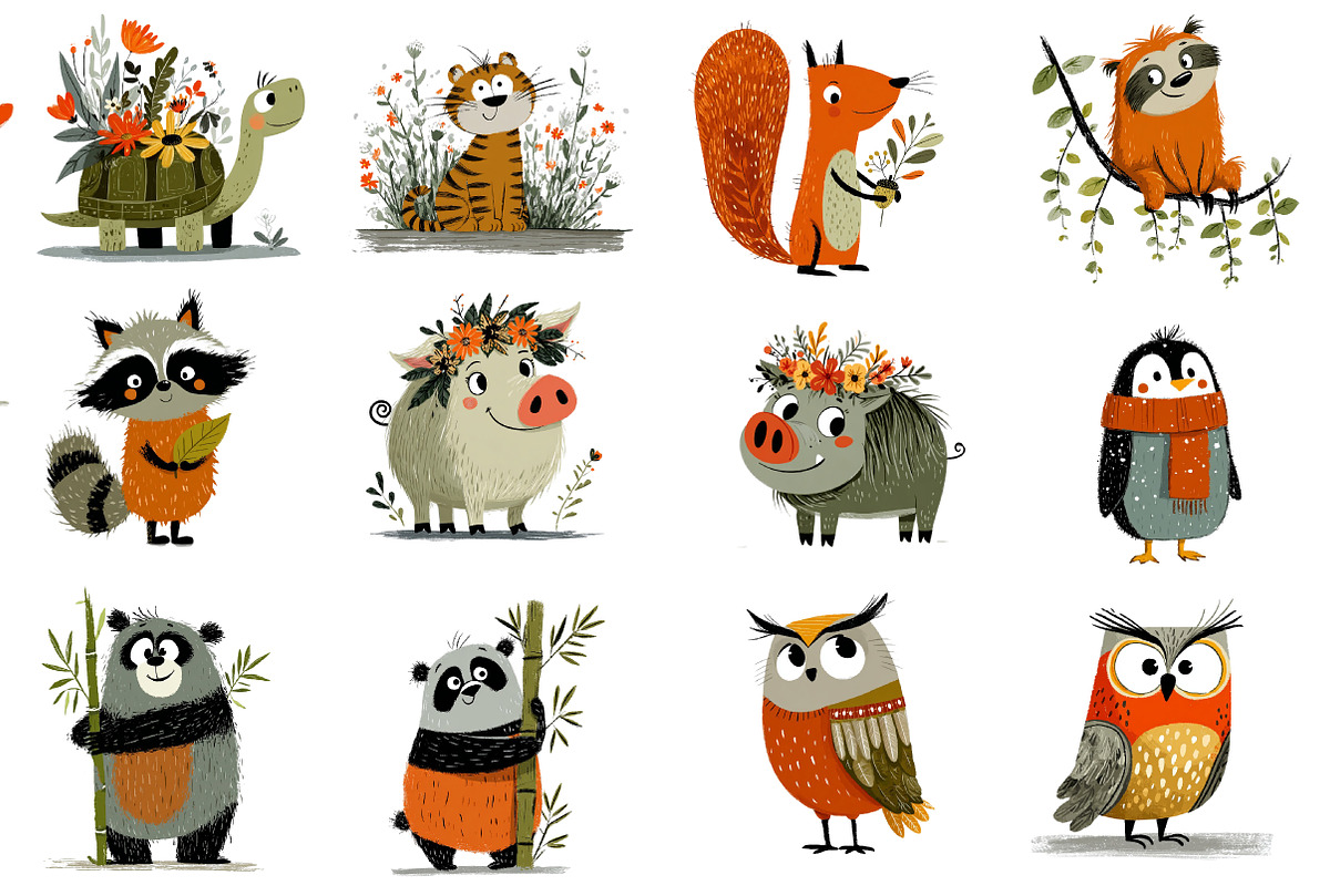 Watercolor nursery animals clipart, an Icon by Designworld (Photo 2 of 5)