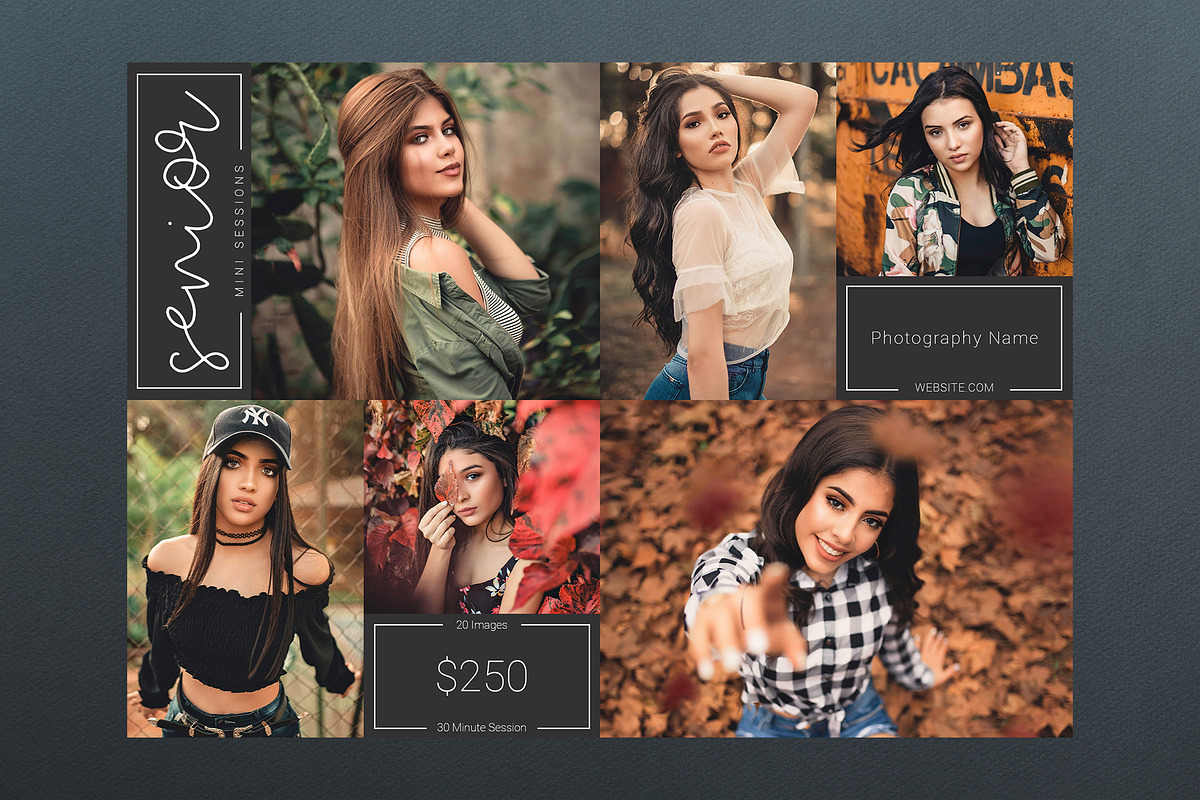 Senior Session Template PSD, a Flyer Template by Two Flamingos Shop