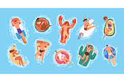 People swimming on rubber rings set, a Person Illustration by Good Studio (Thumbnail 2 of 3)