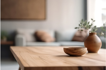 Wooden table living room cozy, an Object Illustration by Ylivdesign