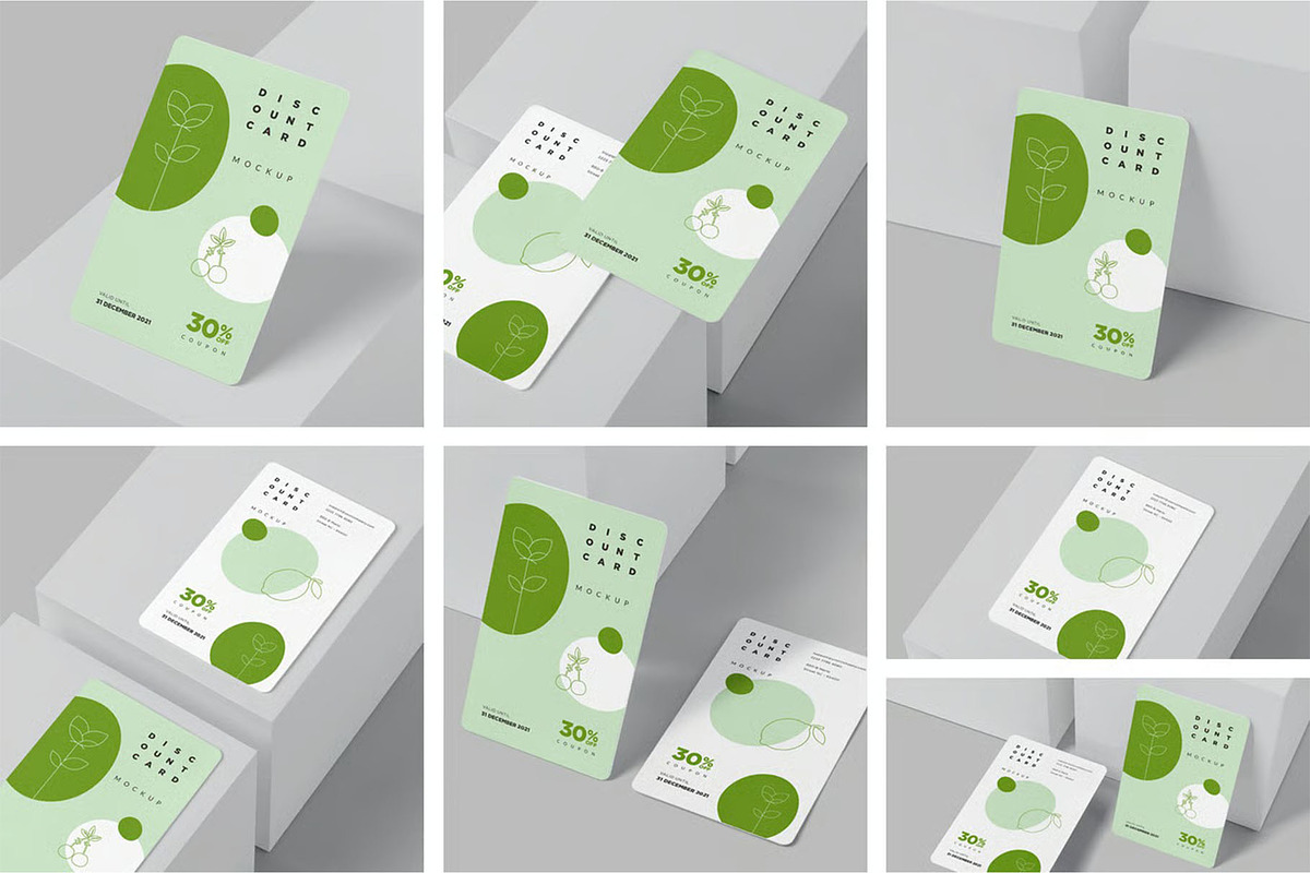 Portrait Discount Card Mockups, an Advertising Mockup by megostudi0 (Photo 1 of 9)