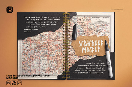 Kraft Scrapbook Mockup Photo Album, a Books & Magazine Mockup by Custom Scene