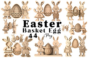 Easter Basket Egg Png Bundle, an Object Graphic by DollarSmart