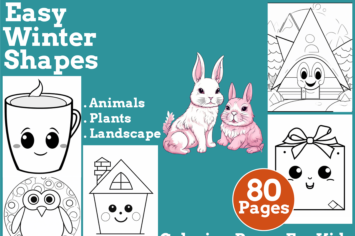 Easy Winter Shapes Coloring Pages, an Illustration by martinblan (Photo 1 of 4)