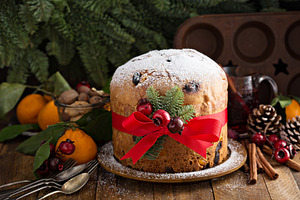 Traditional christmas panettone with featuring traditional, christmas, and
