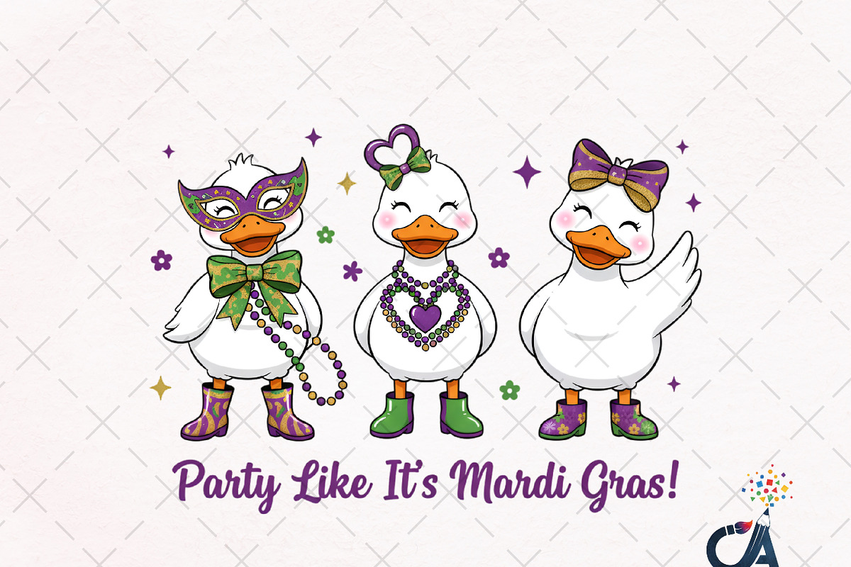 Mardi Gras Goose Coquette Bow PNG, an Illustration by Creative Art (Photo 1 of 6)