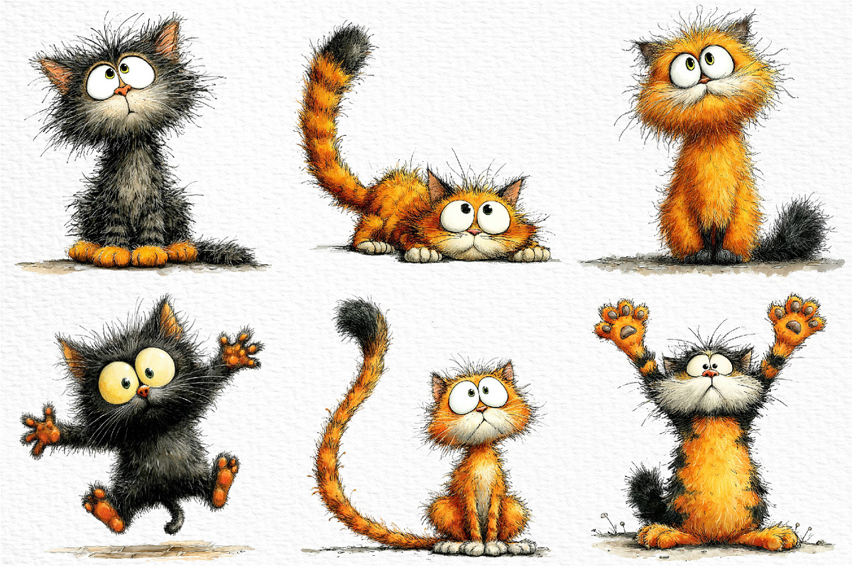 Whimsical Funny Cat PNG Bundle, a Seasonal Illustration by Craft Nest (Photo 5 of 6)